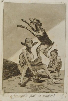 "Aguarda que te unten" de la colección Caprichos, Francisco de Goya, 1799